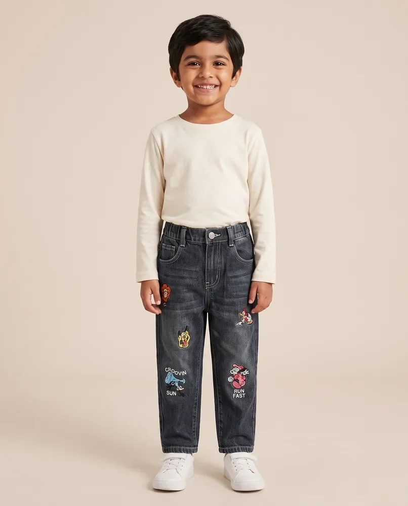 Embroidered Patch Jeans