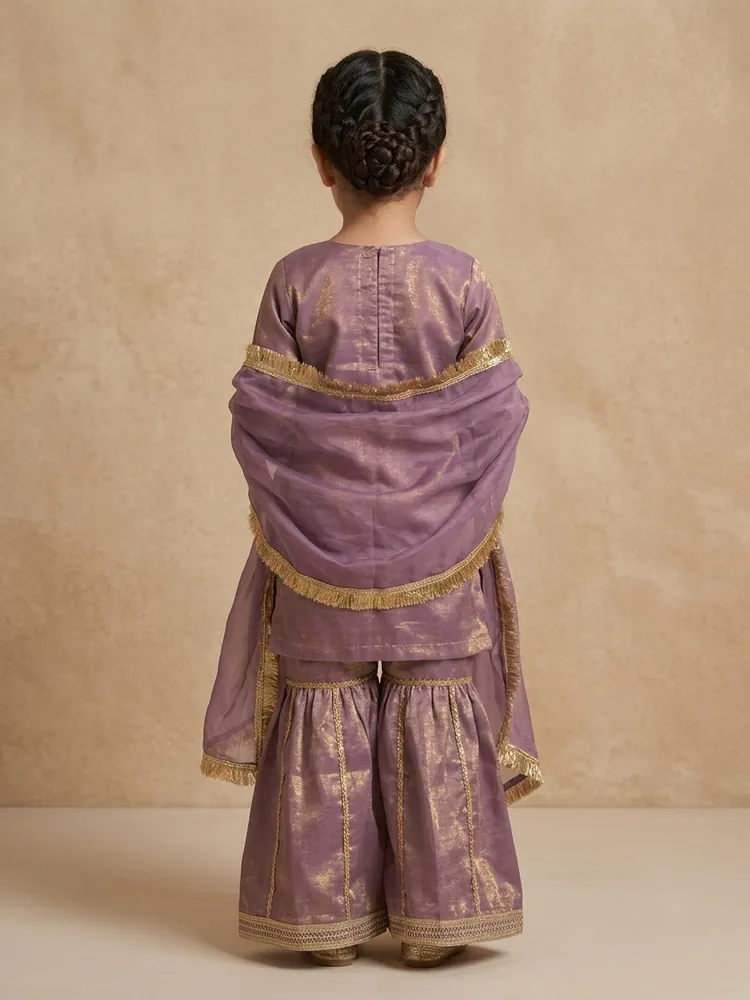 Lavender Tissue Sharara Set — view 3 of 3