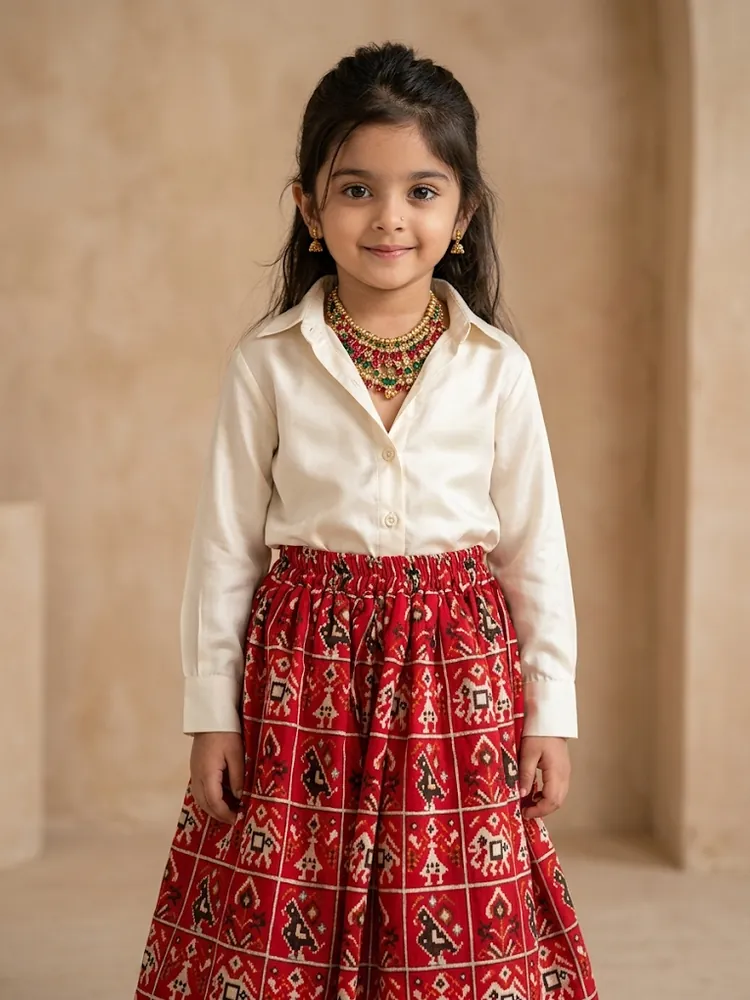 Patola Skirt & Full-Sleeve Shirt Set